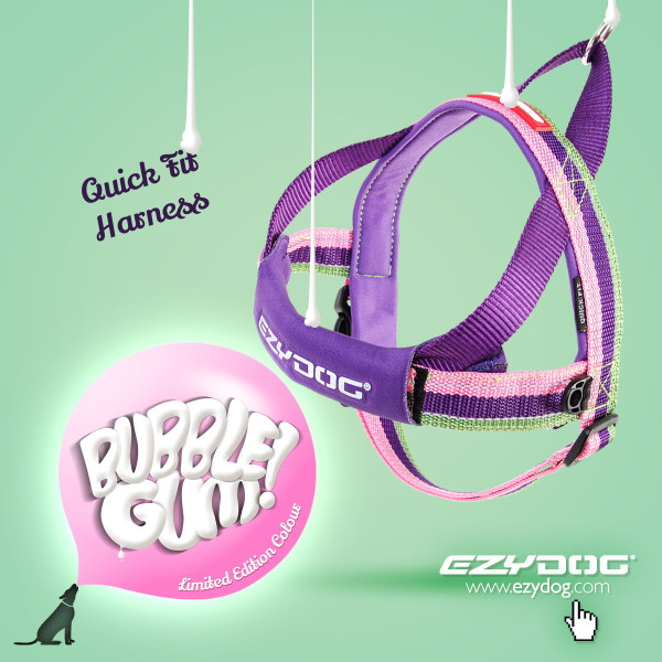 EZYDOG Quick Fit Harness Bubble Gum Color 快套式胸背帶(泡泡糖色) S
